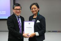 Professor Julie Yu, College member, received the 2011–2012 Faculty Outstanding Teaching Award from the Faculty of Business Administration on 17 June 2013    (Photo by Faculty of Business Administration)